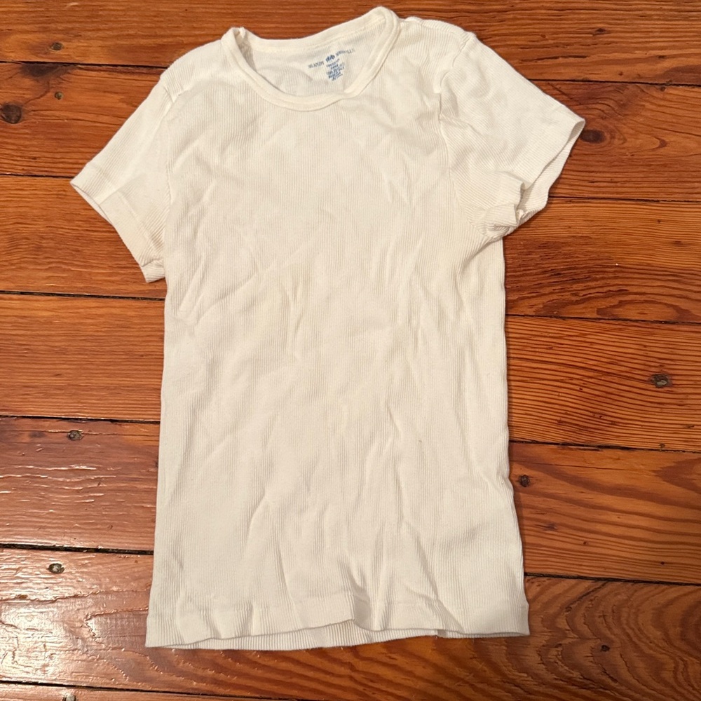 Brandy Melville Cream Ribbed Tee